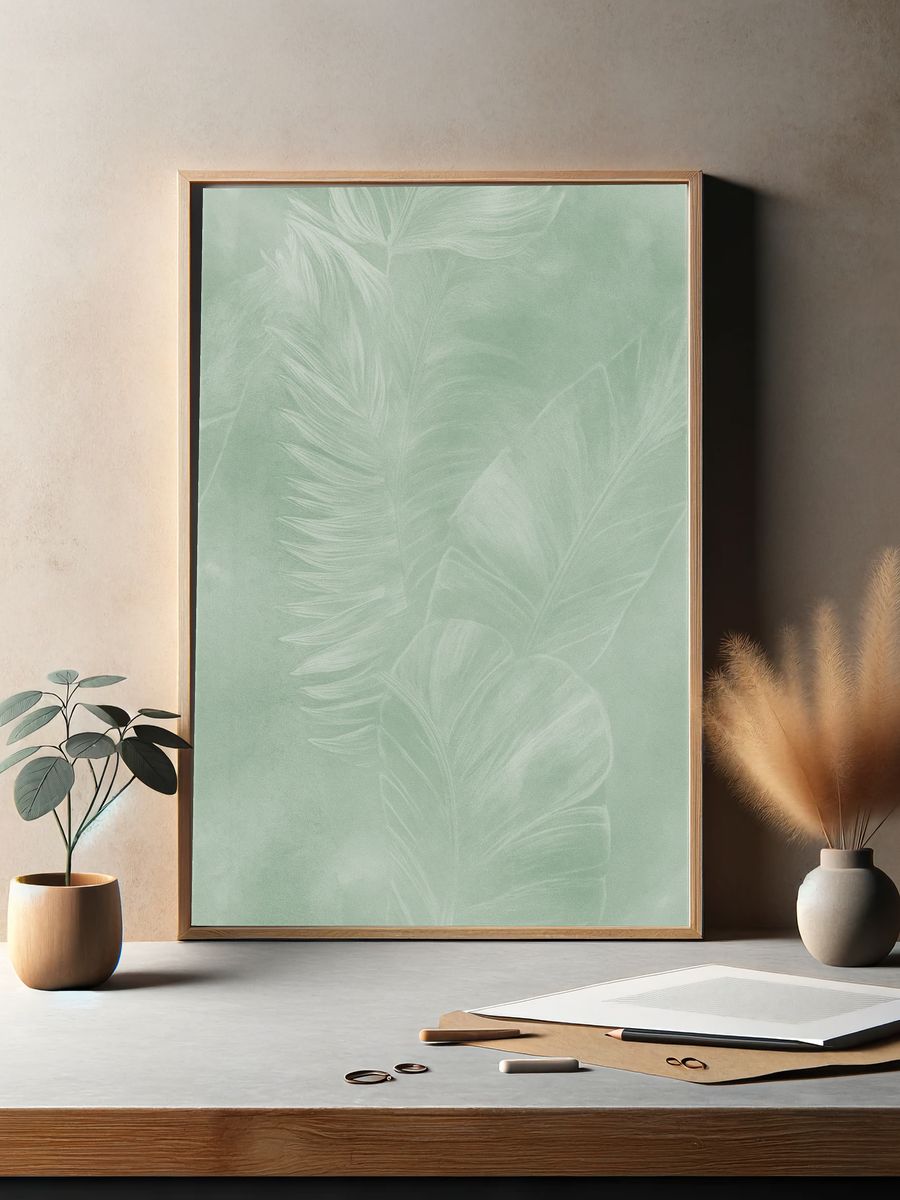 Soft Feather Botanical Print. — room view 2
