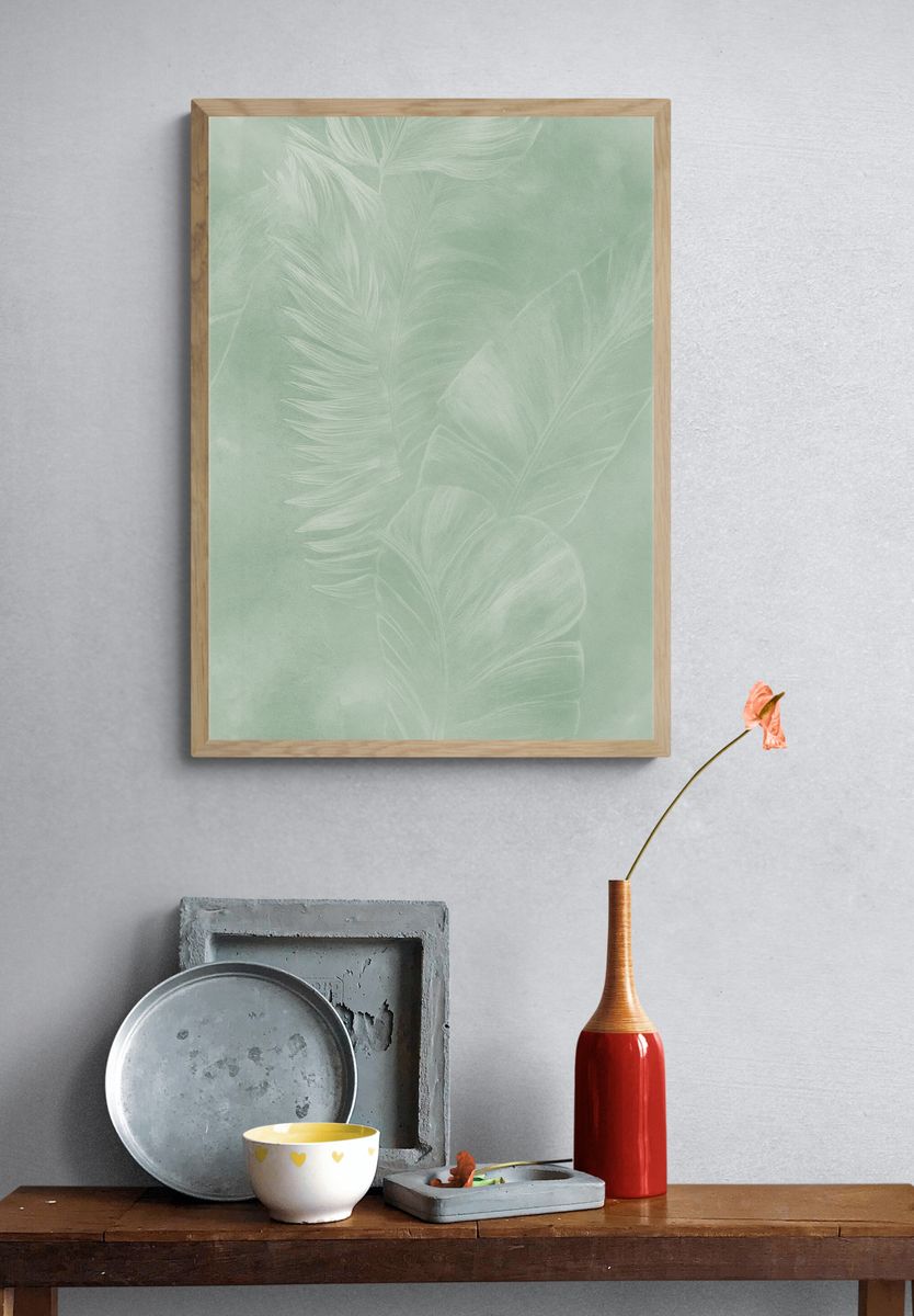Soft Feather Botanical Print. — room view 3