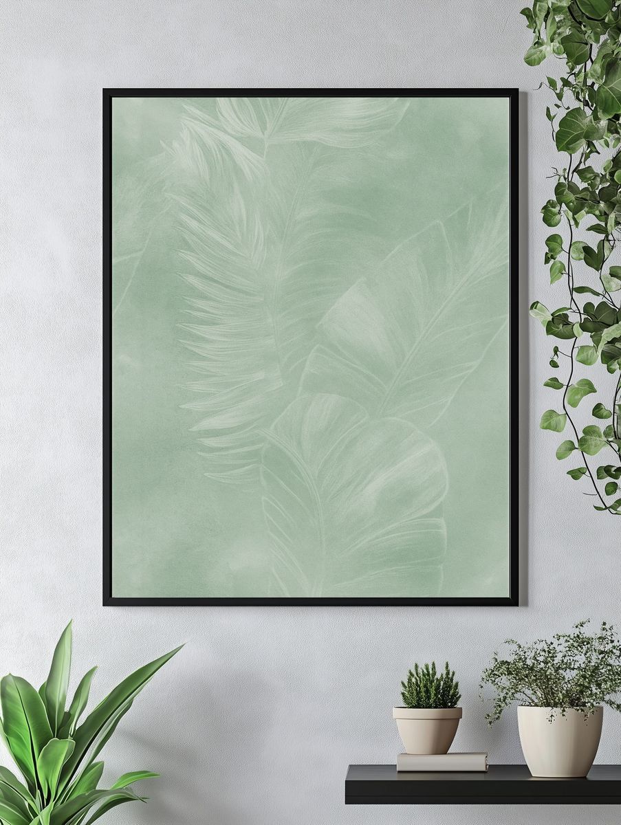 Soft Feather Botanical Print. — room view 4