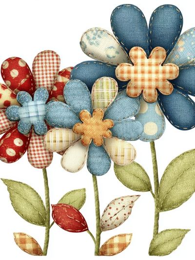Patchwork Flowers Botanical Print. poster print