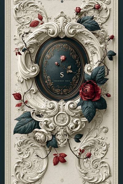 Baroque Rose Ornamental Print. poster print