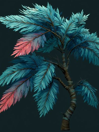 Tropical Feather Tree Illustration Poster.