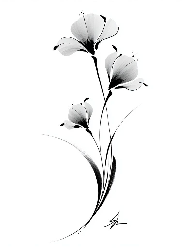 Minimal Ink Flower Poster. poster detail