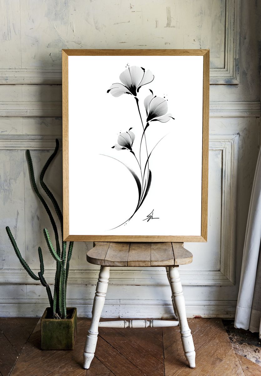 Minimal Ink Flower Poster. — room view 1