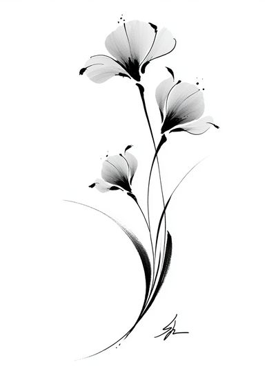 Minimal Ink Flower Poster.