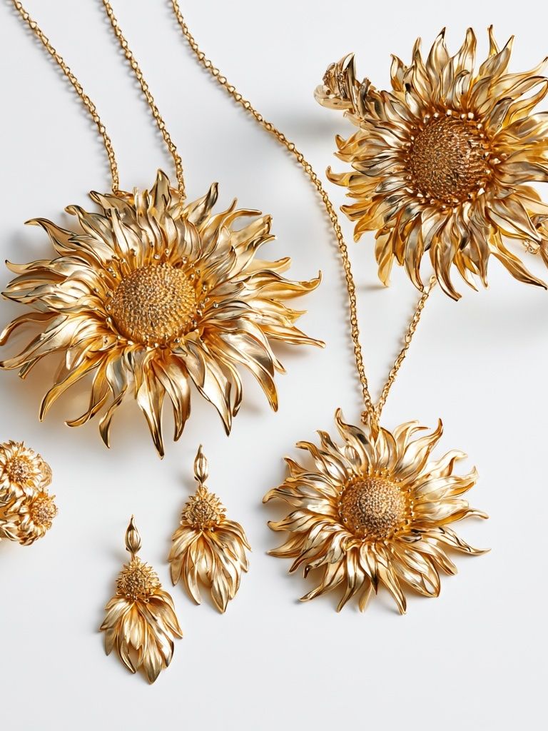 Golden Sunflower Jewelry Poster. poster — botanical art