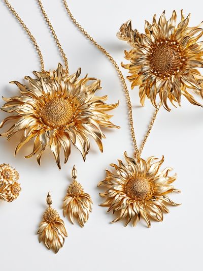 Golden Sunflower Jewelry Poster.