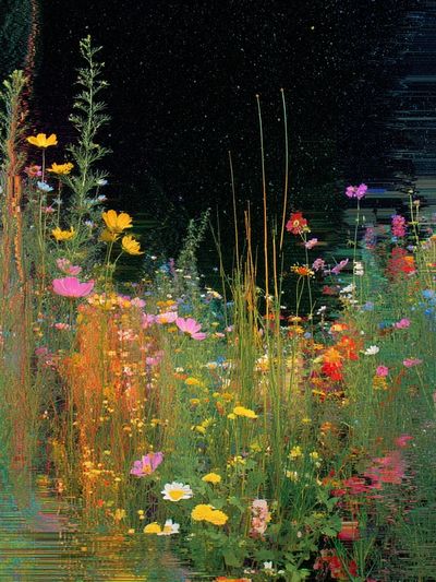 Wildflower Glitch Garden Print. poster