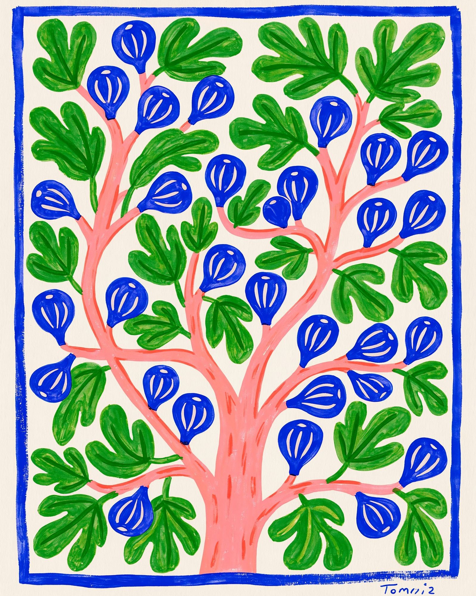 Blue Fruit Tree Illustration Poster. poster — botanical art