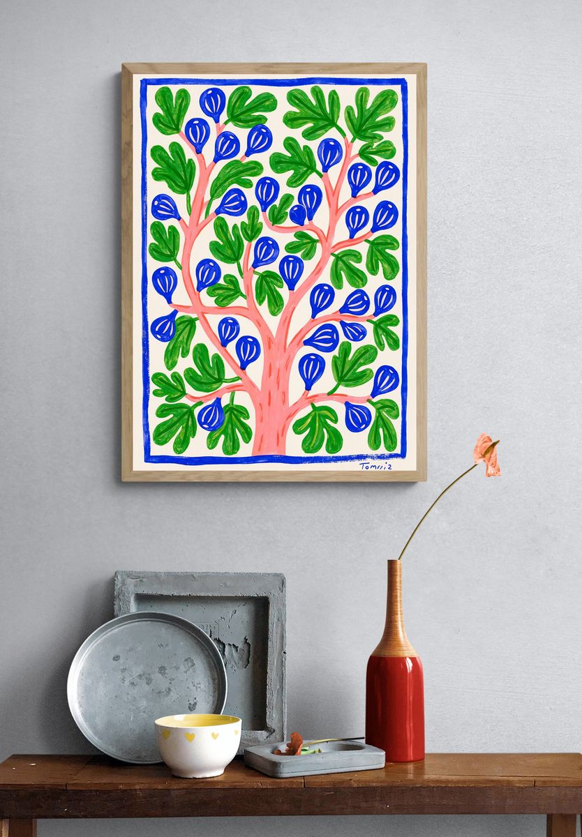 Blue Fruit Tree Illustration Poster. — room view 3