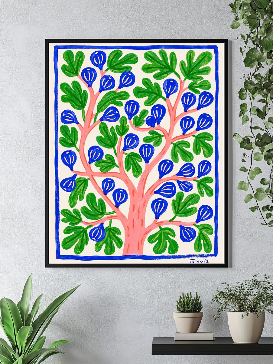 Blue Fruit Tree Illustration Poster. — room view 4