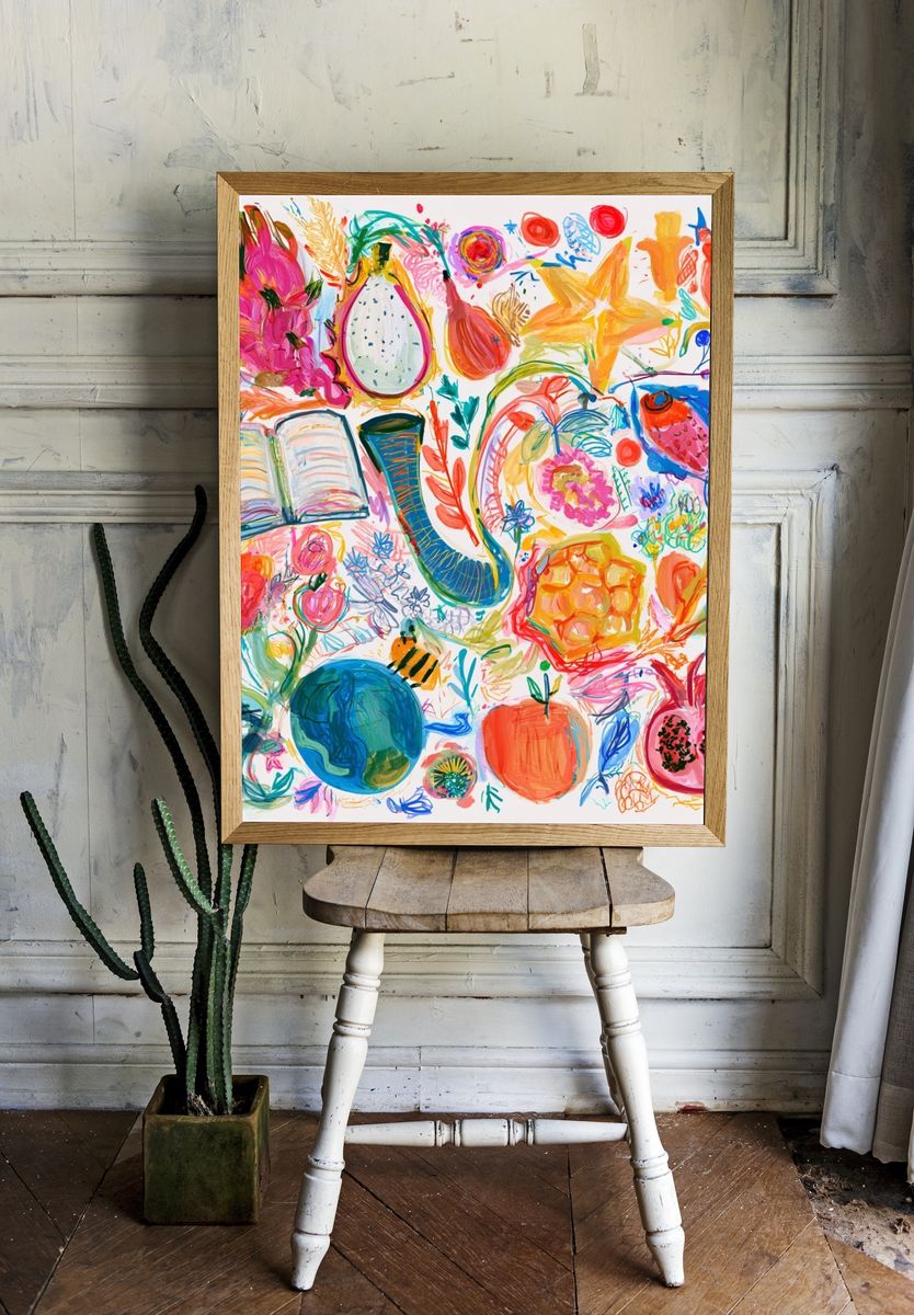 Colorful Botanical Still Life Poster. — room view 1
