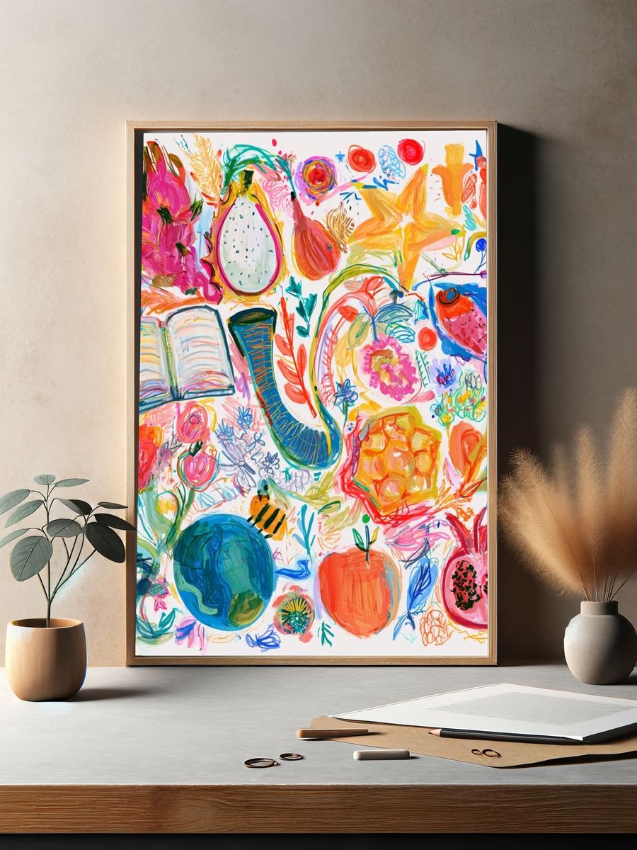 Colorful Botanical Still Life Poster. — room view 2