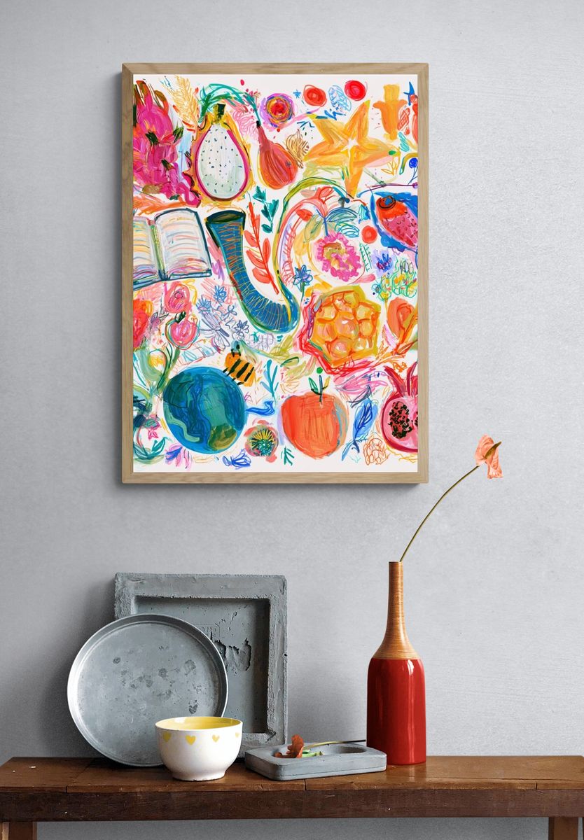 Colorful Botanical Still Life Poster. — room view 3