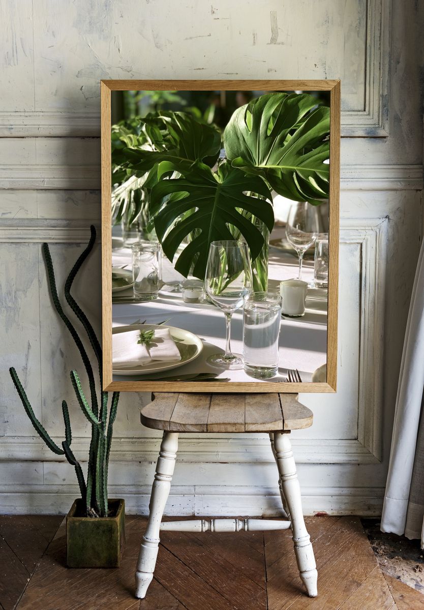 Monstera Table Setting Botanical Print. — room view 1