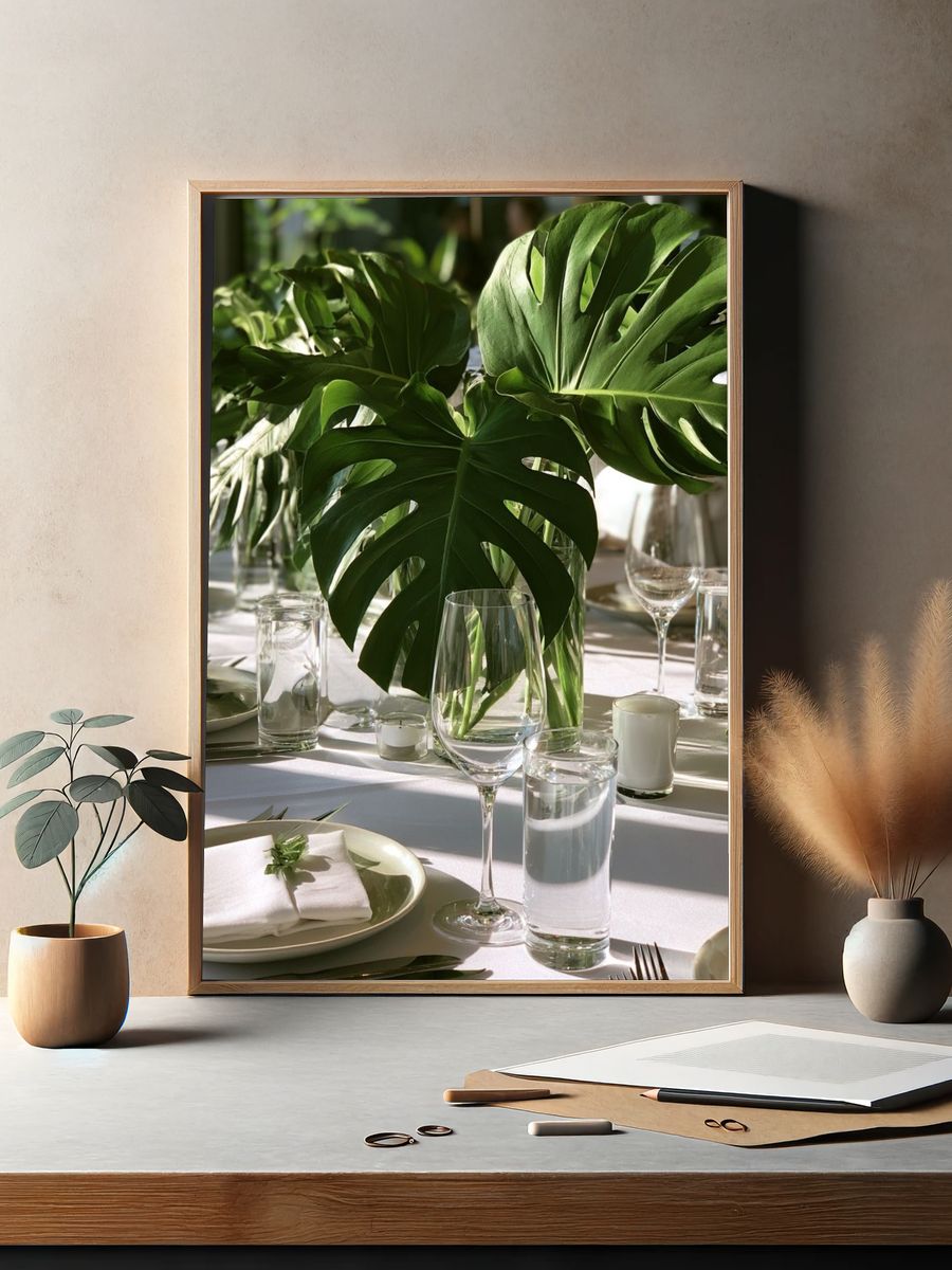 Monstera Table Setting Botanical Print. — room view 2