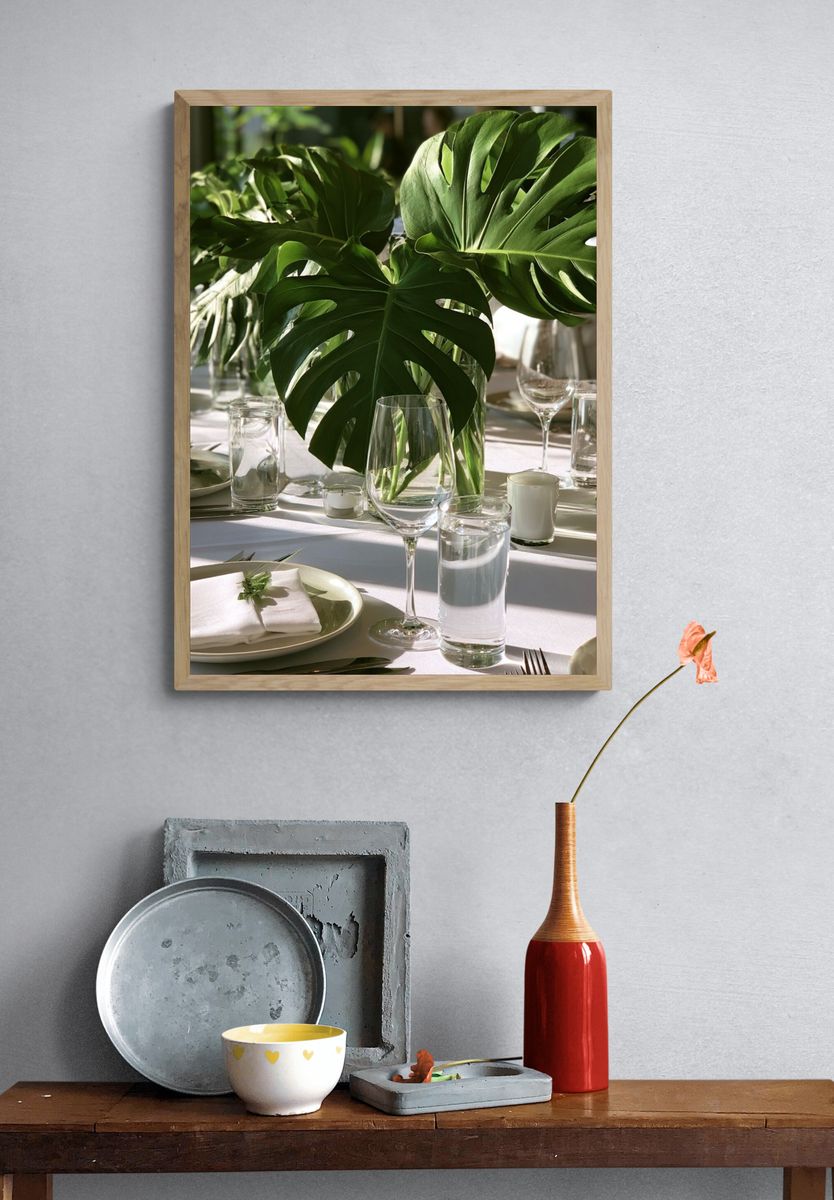 Monstera Table Setting Botanical Print. — room view 3