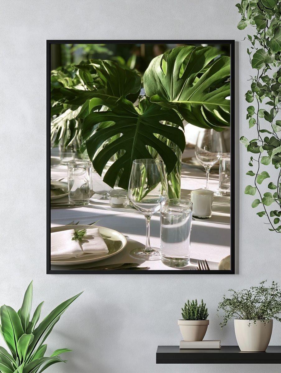 Monstera Table Setting Botanical Print. — room view 4
