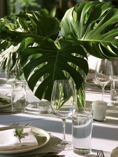 Monstera Table Setting Botanical Print. poster