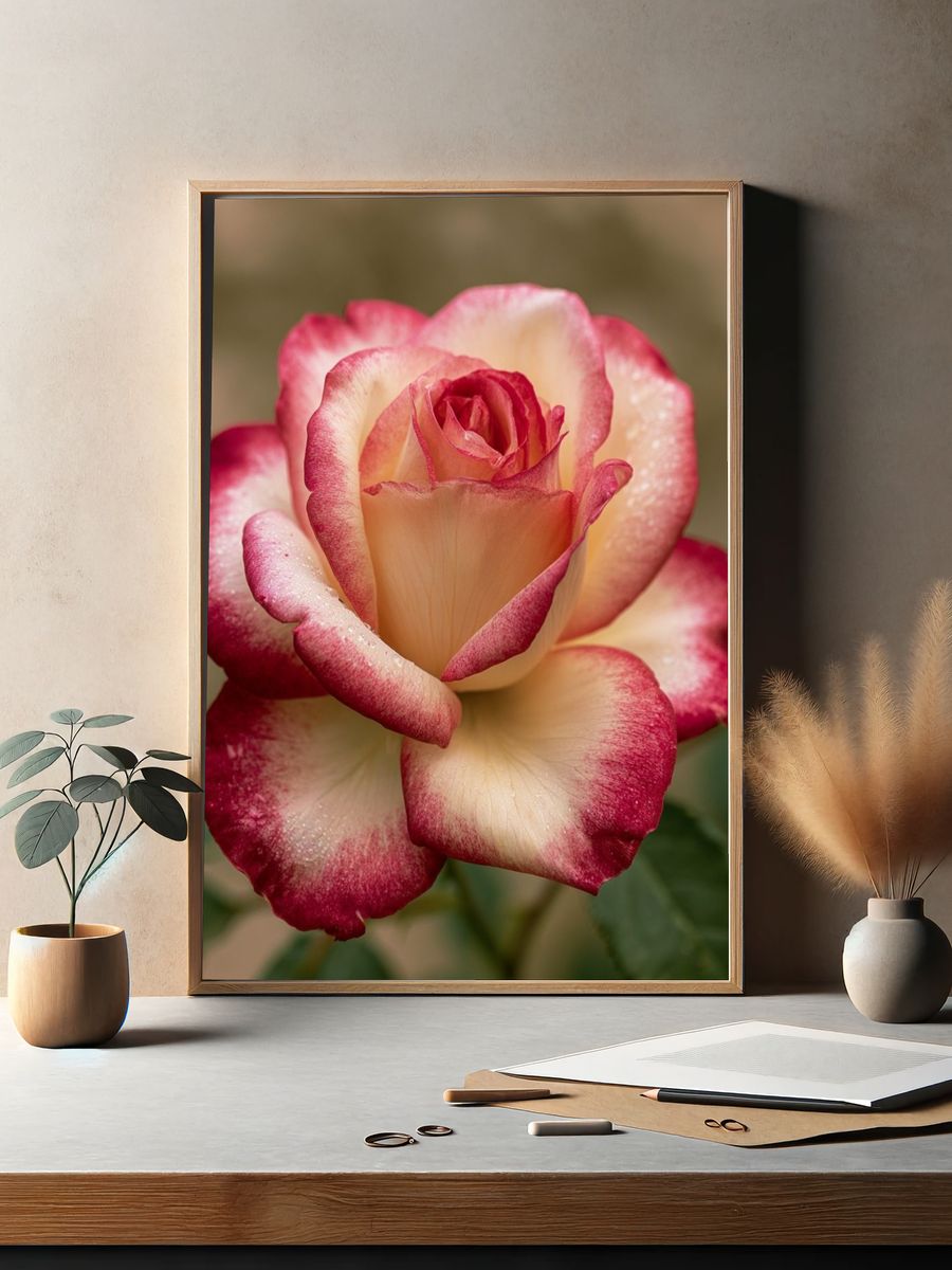 Two-Tone Rose Botanical Print. — room view 2