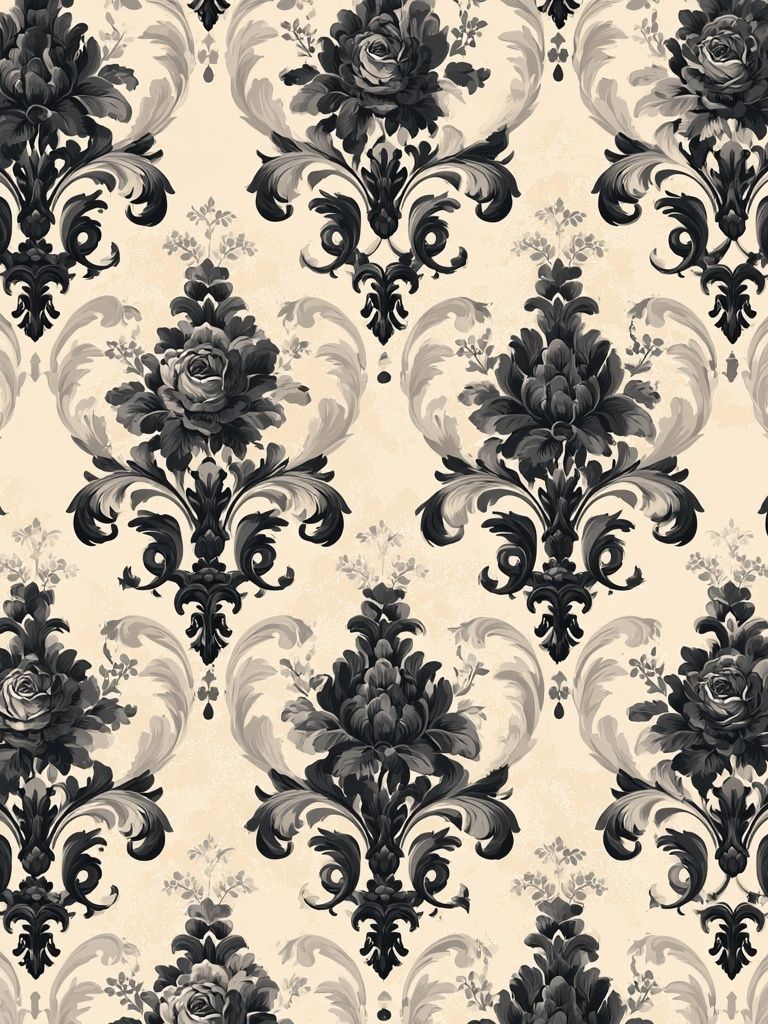 Baroque Floral Damask Print. poster — botanical art