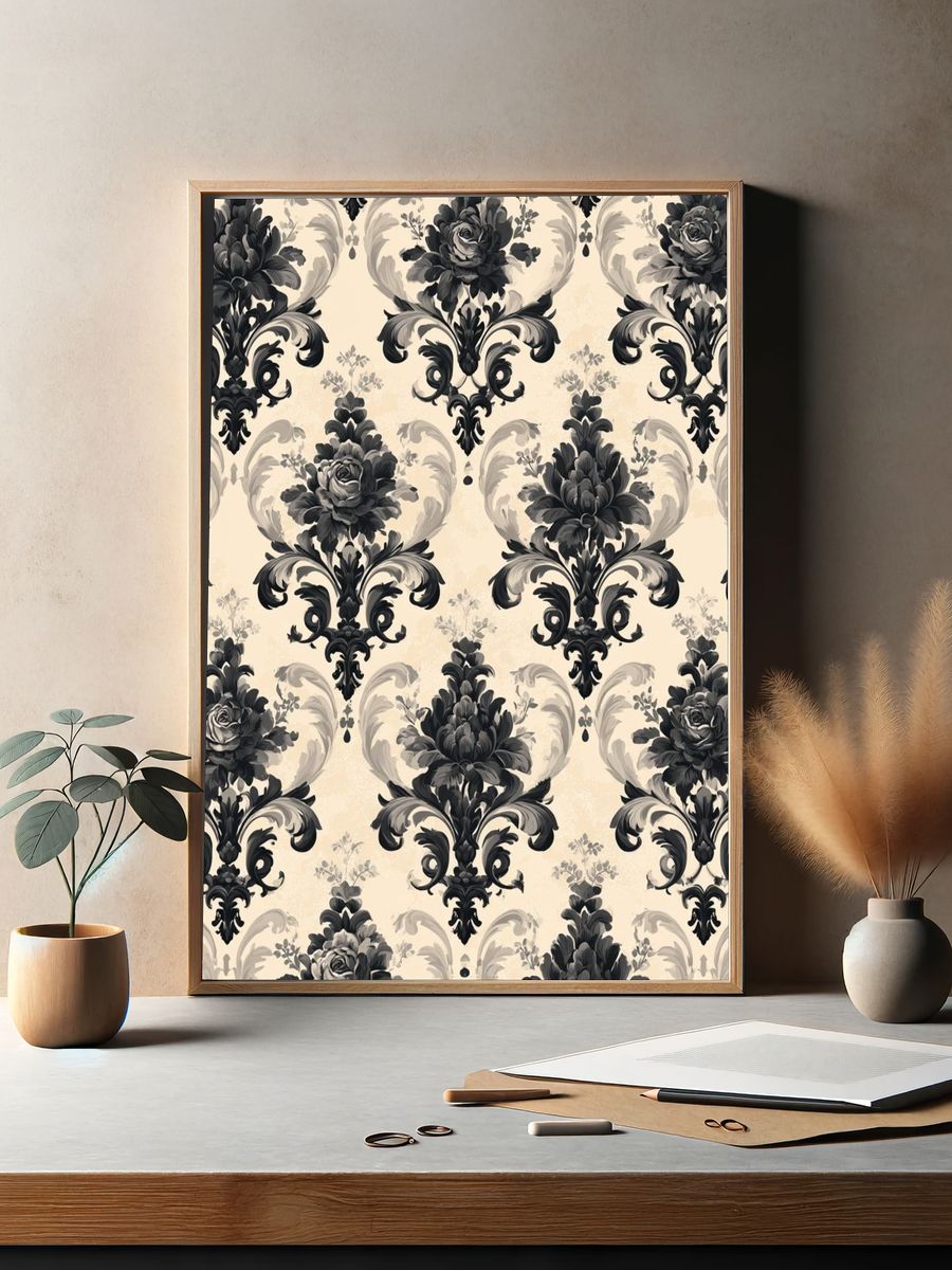 Baroque Floral Damask Print. — room view 2