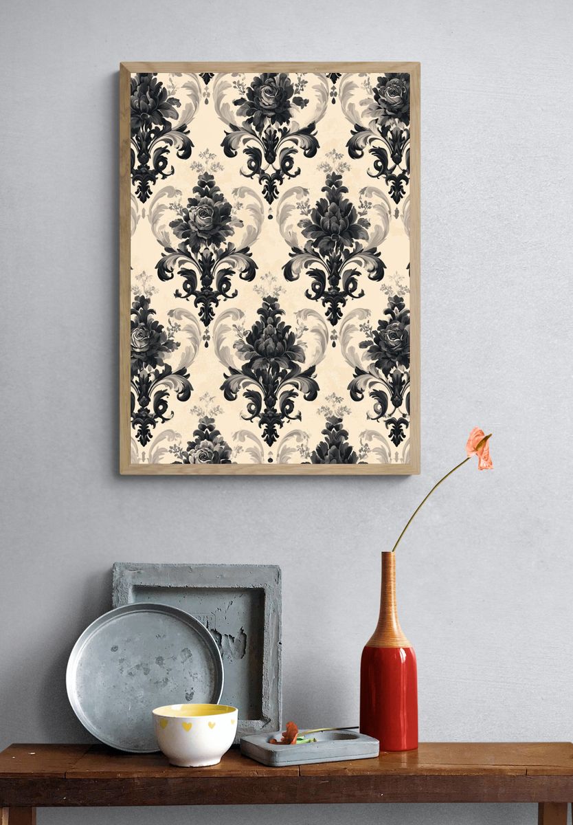 Baroque Floral Damask Print. — room view 3