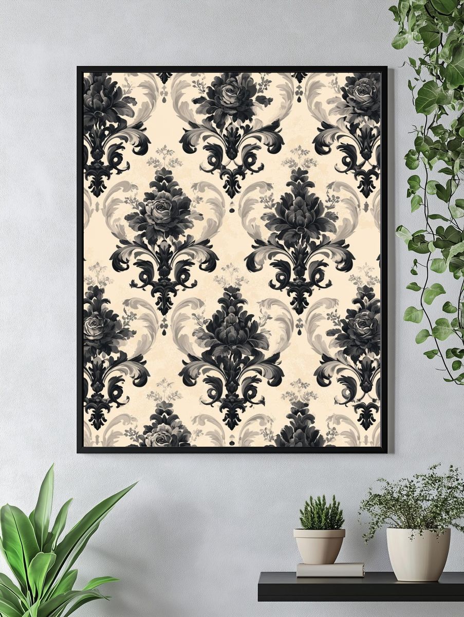 Baroque Floral Damask Print. — room view 4