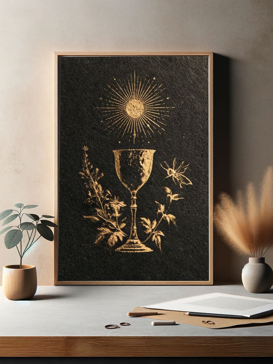 Golden Chalice Botanical Print. — room view 2