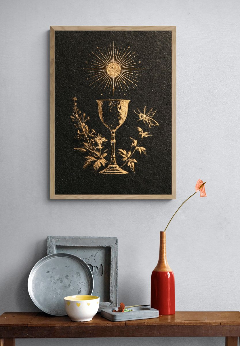 Golden Chalice Botanical Print. — room view 3