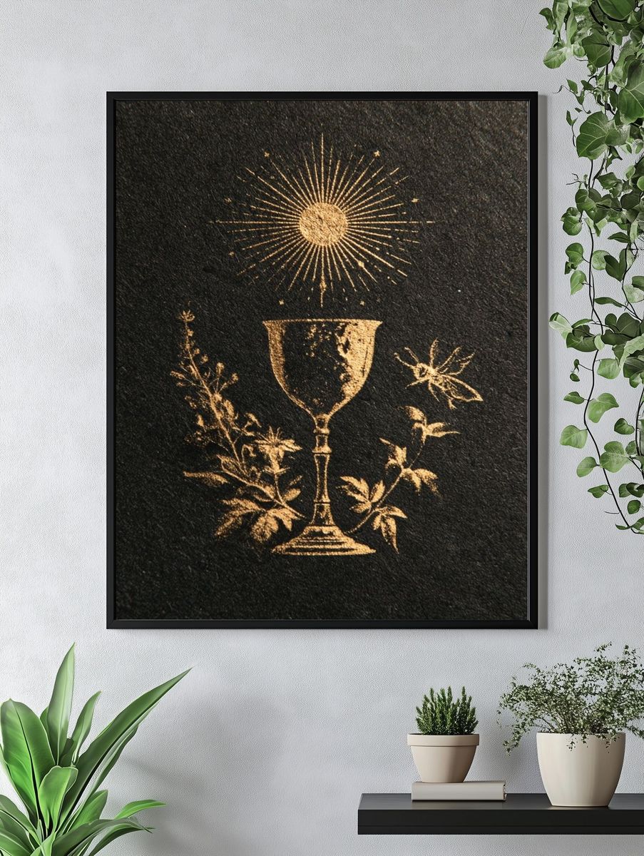 Golden Chalice Botanical Print. — room view 4
