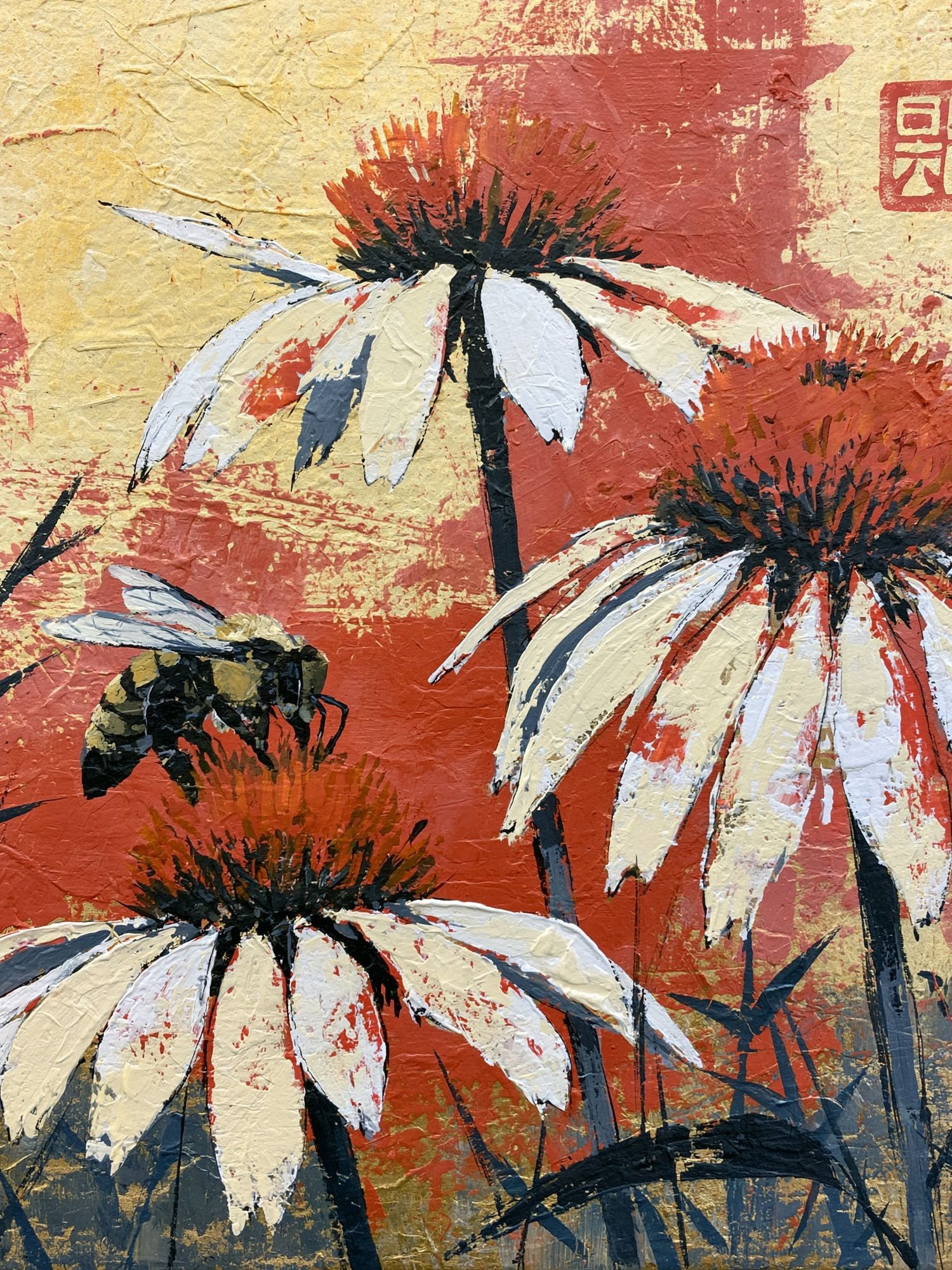 White Coneflowers Botanical Print. poster detail