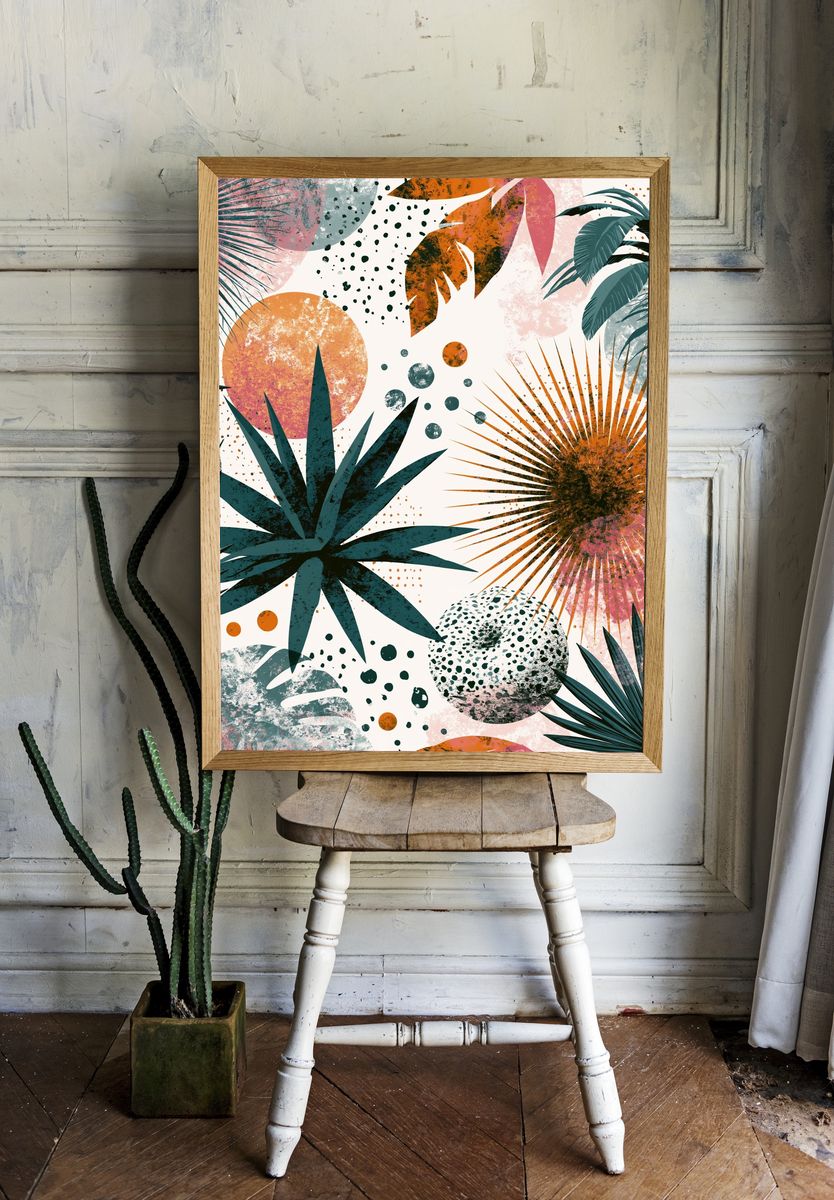 Tropical Palm Abstract Poster. — room view 1