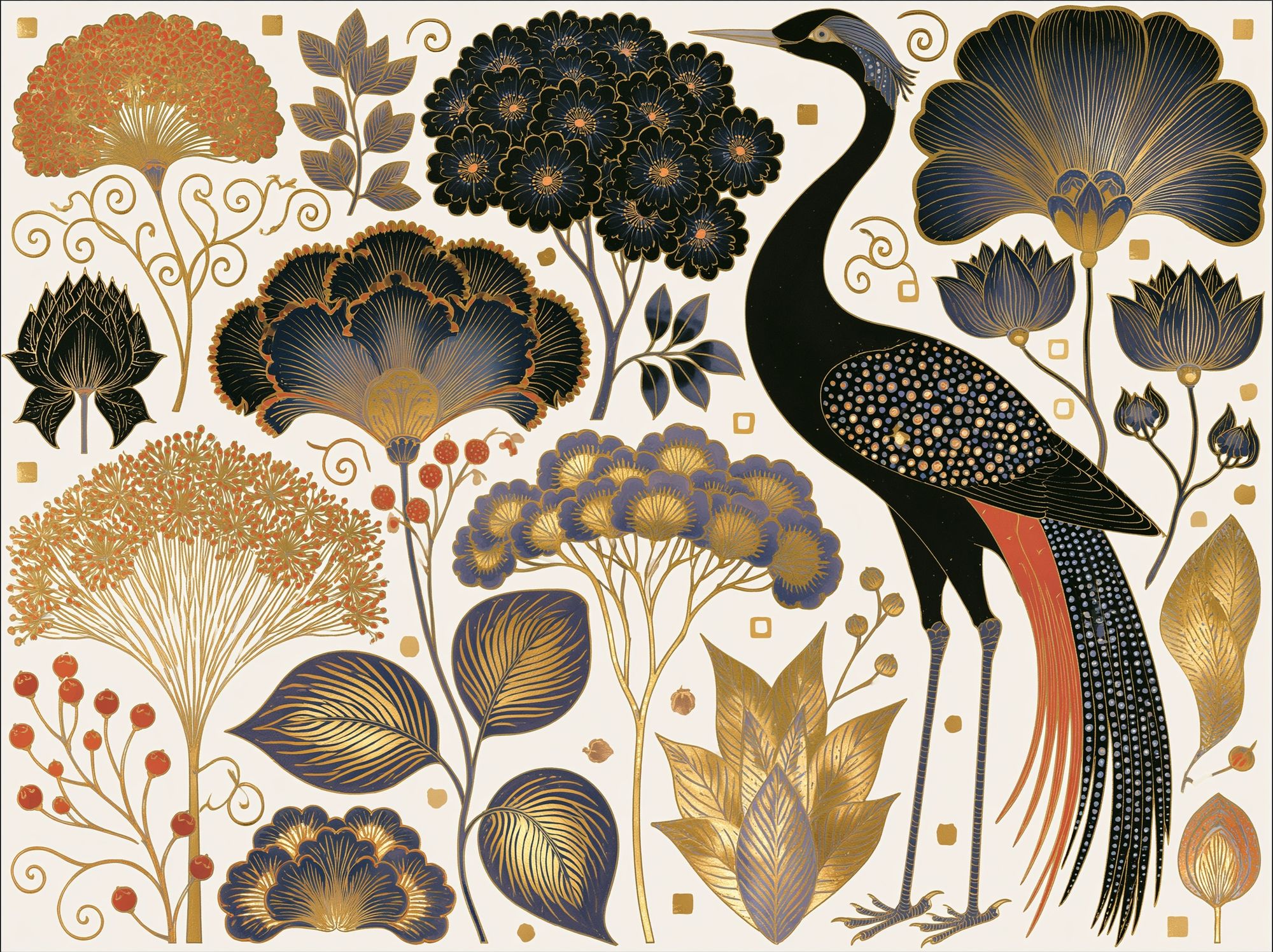 Art Nouveau Crane Botanical Print. poster — botanical art