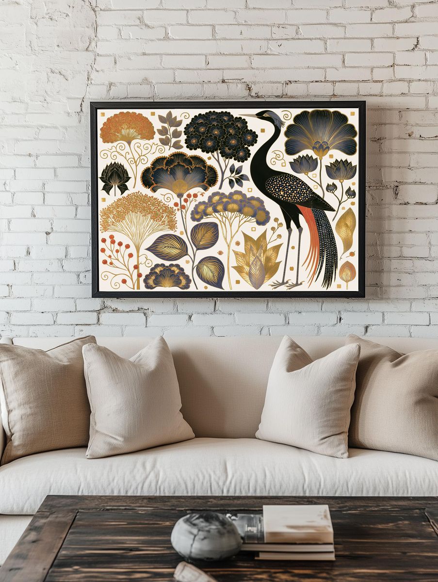 Art Nouveau Crane Botanical Print. — room view 1