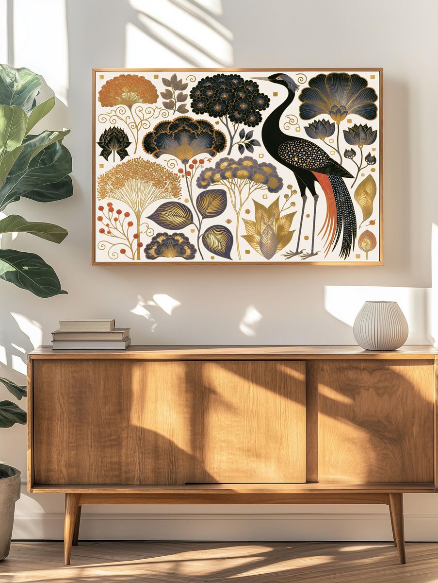 Art Nouveau Crane Botanical Print. — room view 3