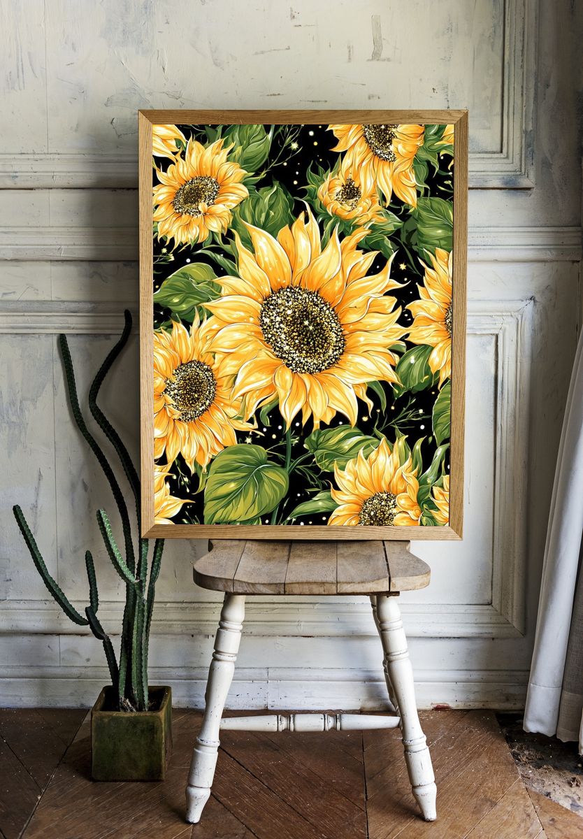 Sunflower Bloom Botanical Print. — room view 1