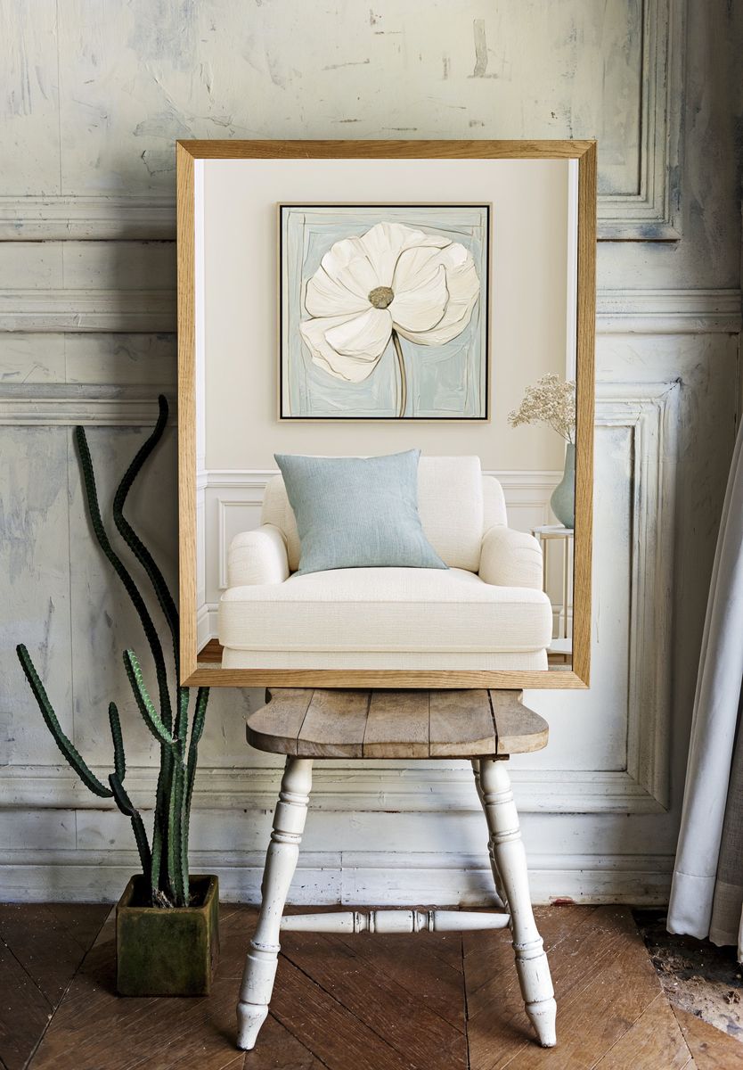 White Poppy Floral Illustration Poster. room preview