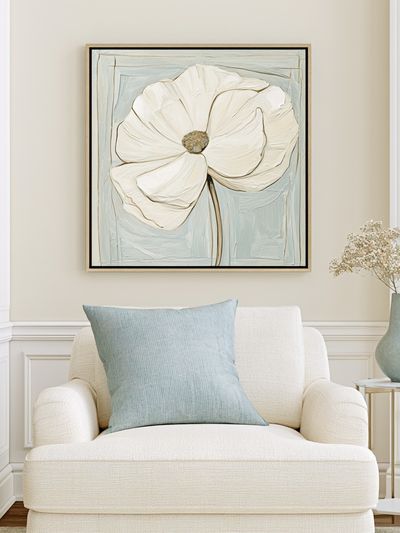 White Poppy Floral Illustration Poster. poster
