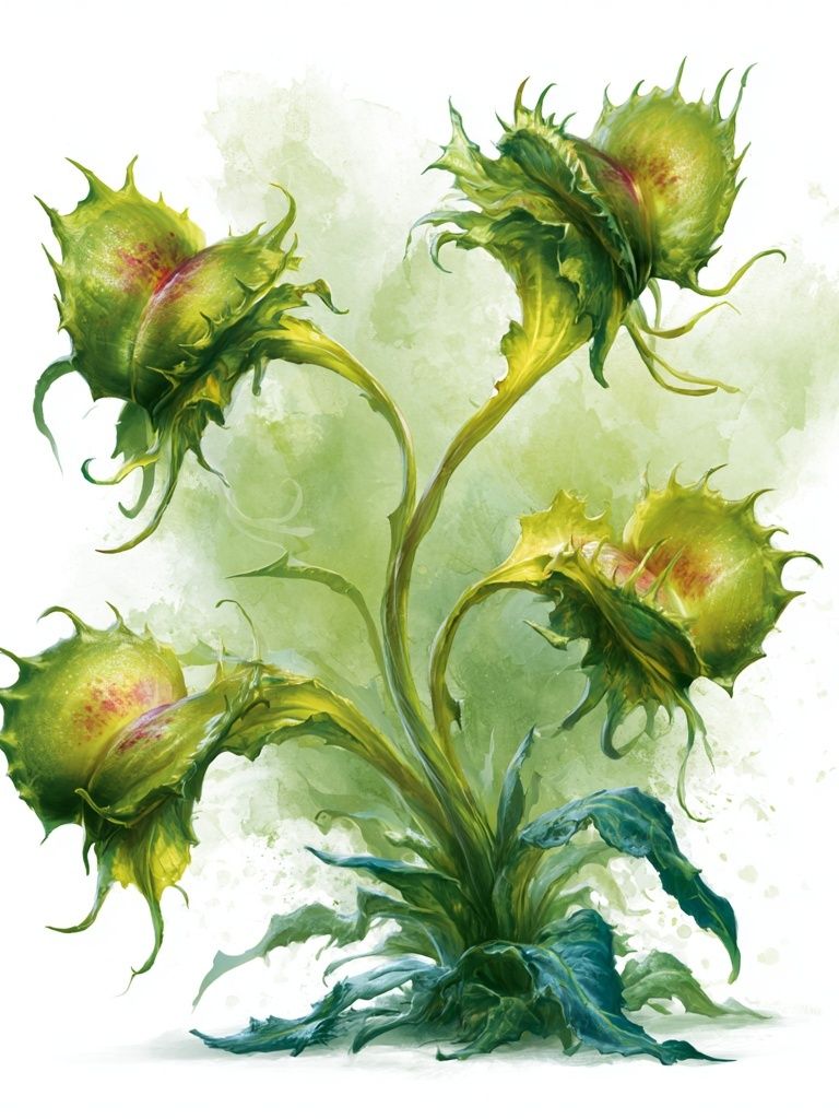 Green Carnivorous Plant Illustration Poster. poster detail