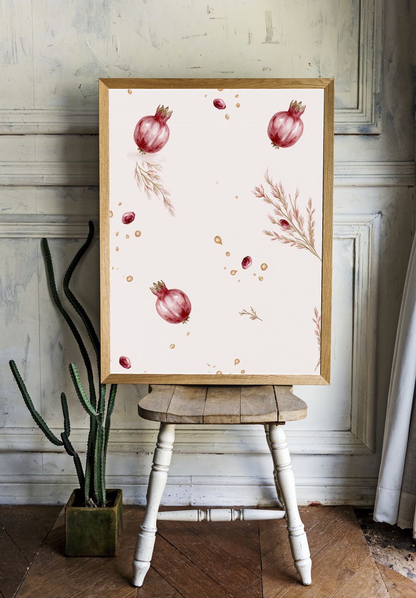 Pomegranate Botanical Print. — room view 1