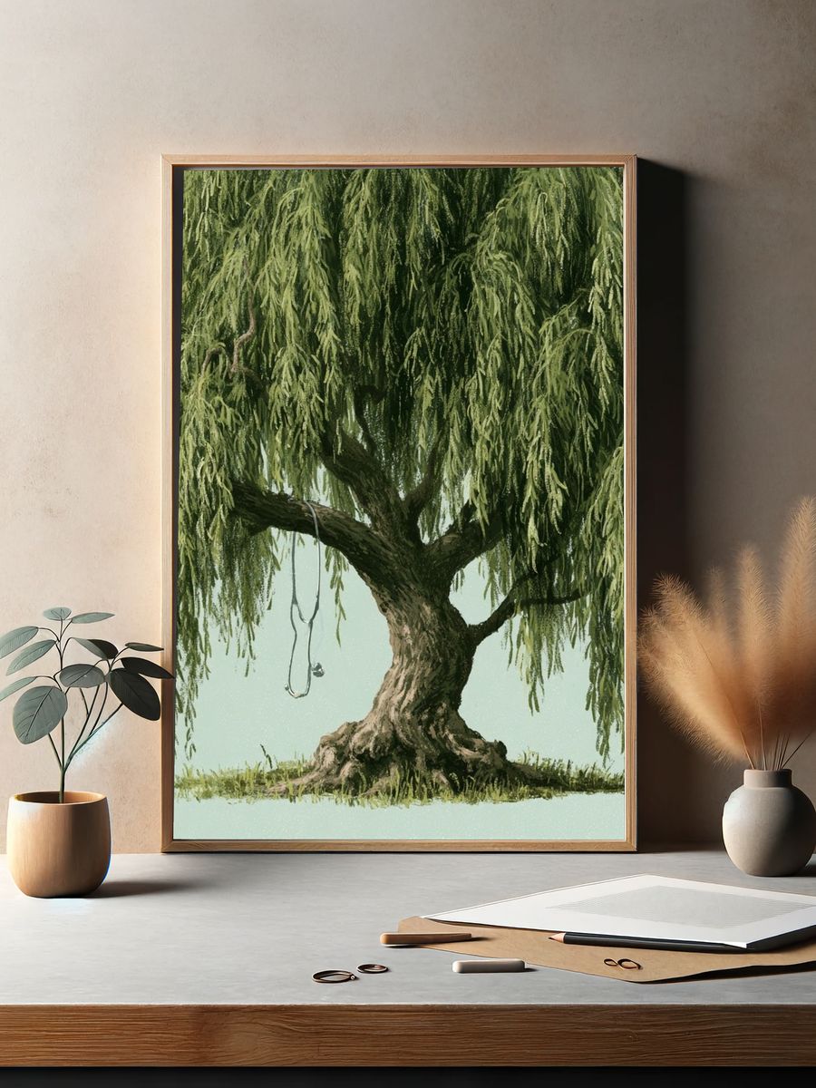 Weeping Willow Botanical Print. — room view 2