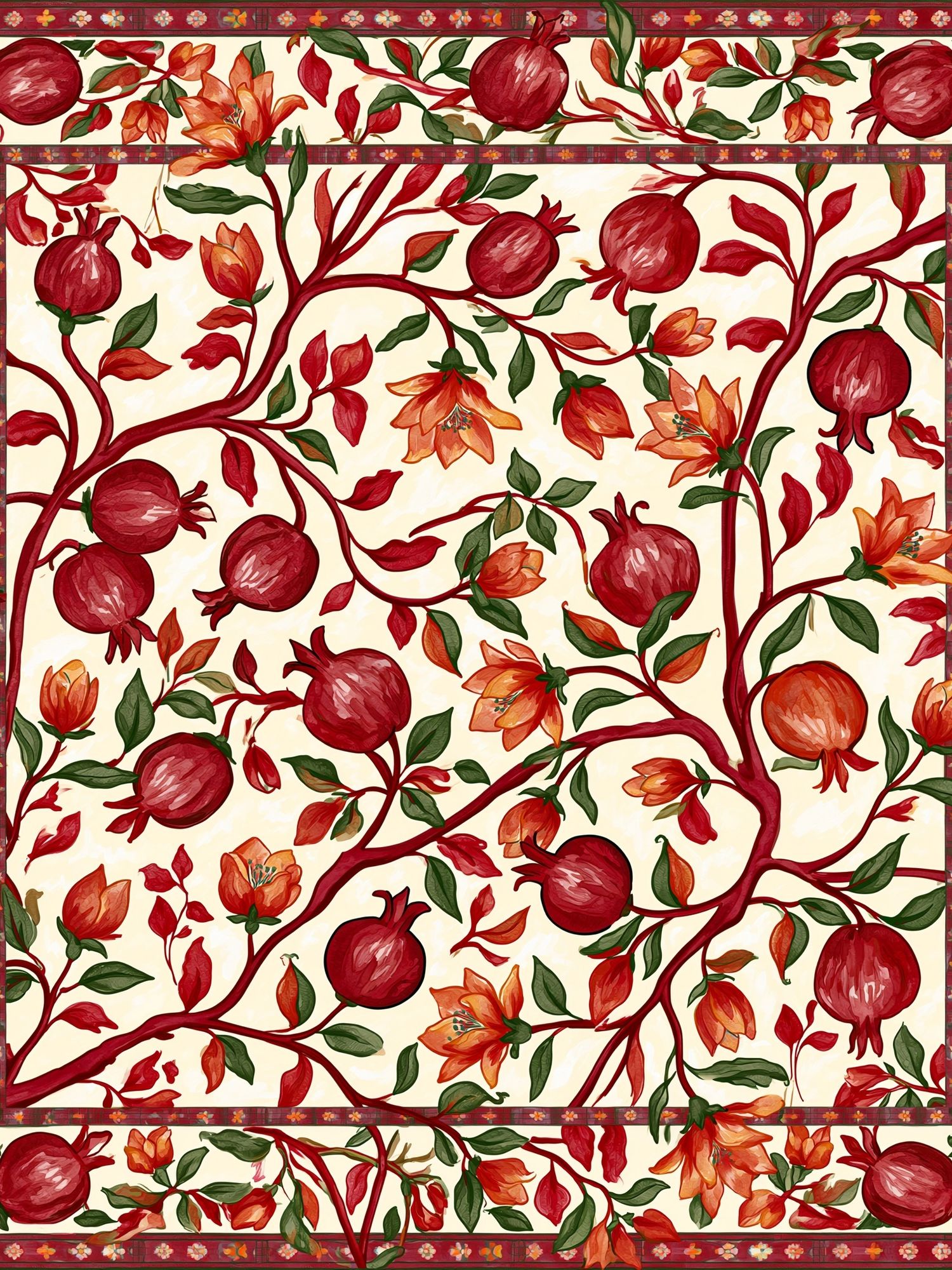Pomegranate Vine Botanical Print. poster — botanical art