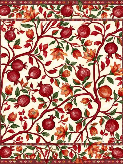 Pomegranate Vine Botanical Print. poster