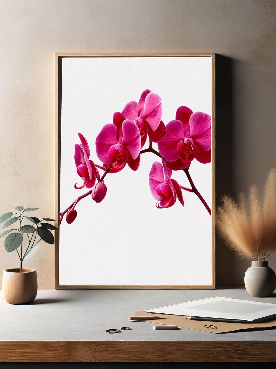 Pink Orchid Bloom Print. — room view 2