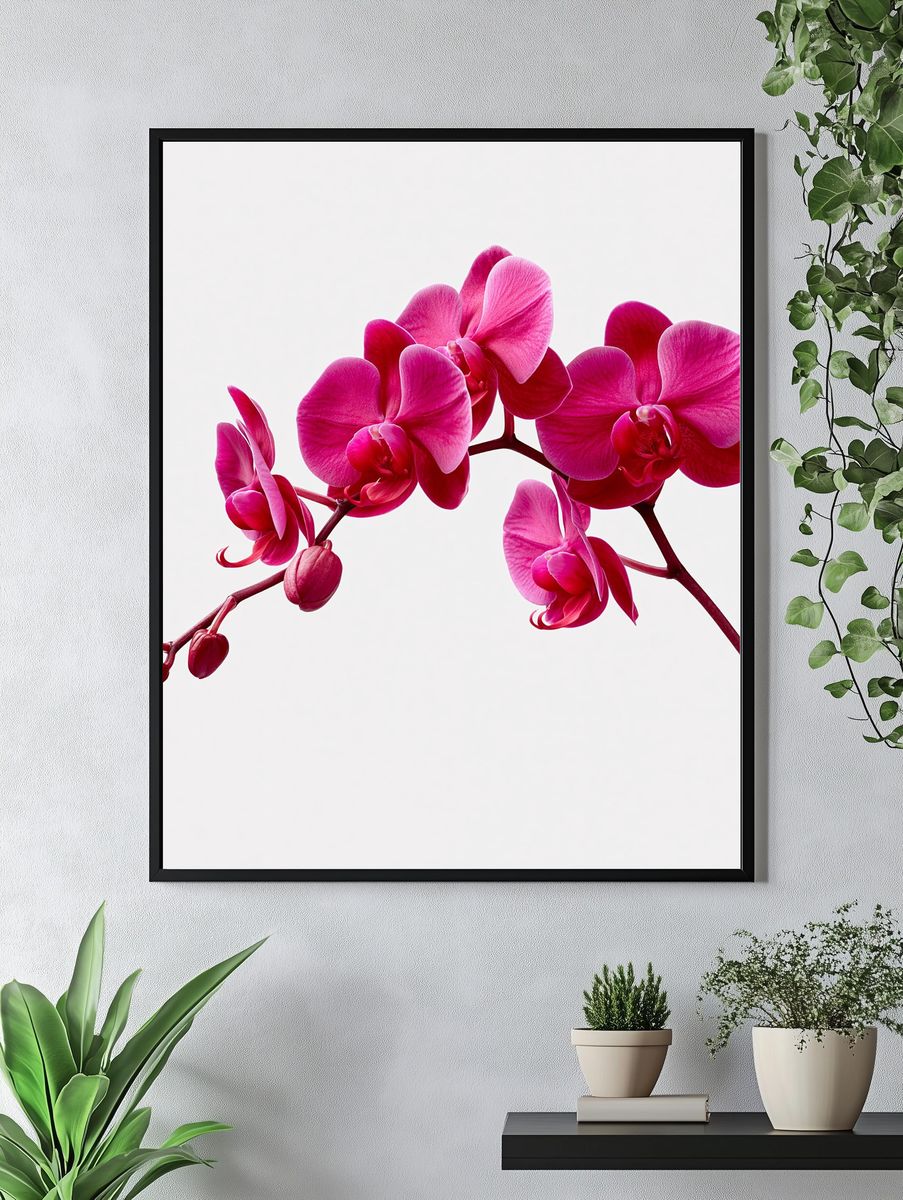 Pink Orchid Bloom Print. — room view 4