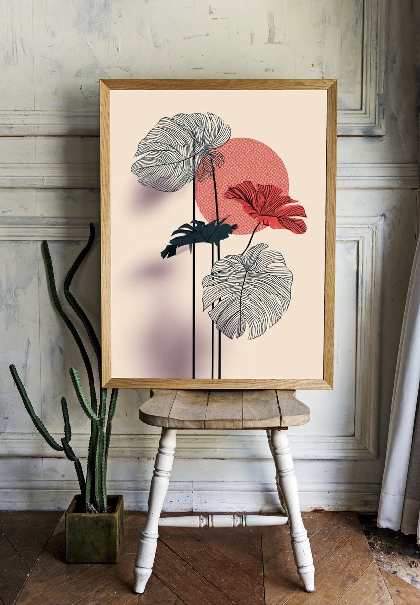 Tropical Leaves Botanical Print. — room view 1