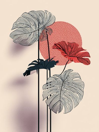 Tropical Leaves Botanical Print. poster