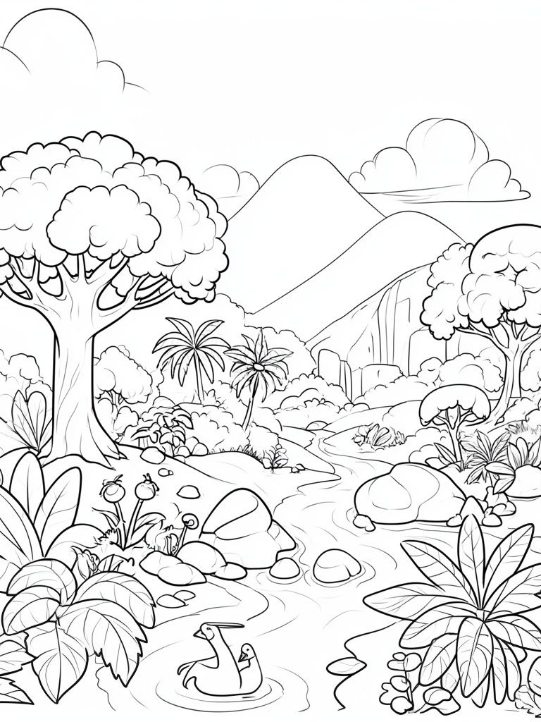 Tropical Jungle Line Art Poster. poster detail