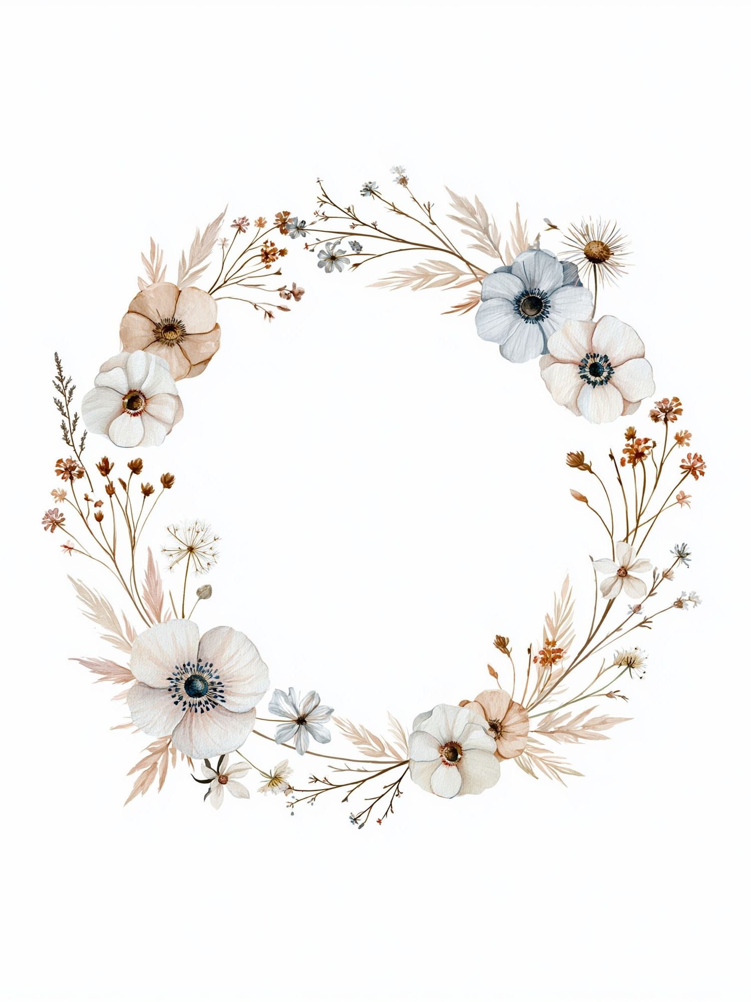 Boho Floral Wreath Print. poster — botanical art